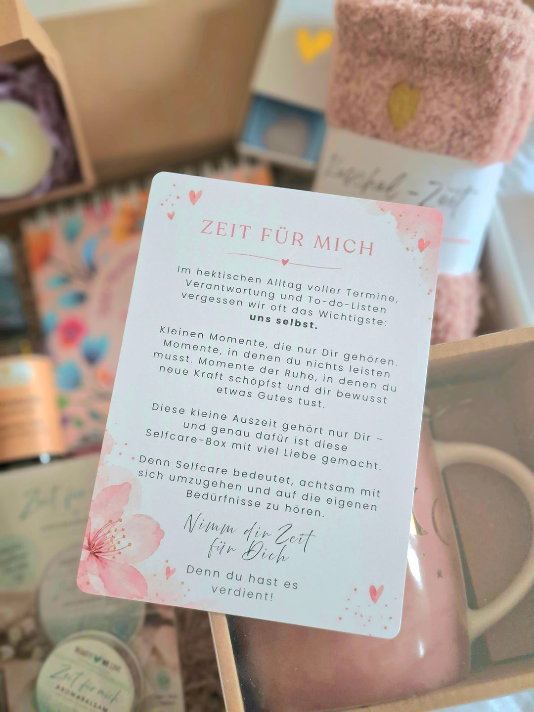 Geschenkbox "Zeit für mich" - Liebevolle Selfcarebox mit 50 Impulsen für Herz und Seele