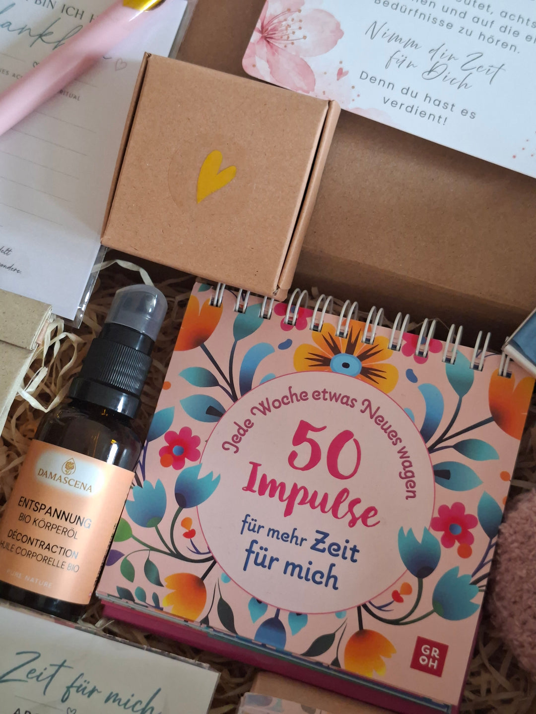 Geschenkbox "Zeit für mich" - Liebevolle Selfcarebox mit 50 Impulsen für Herz und Seele