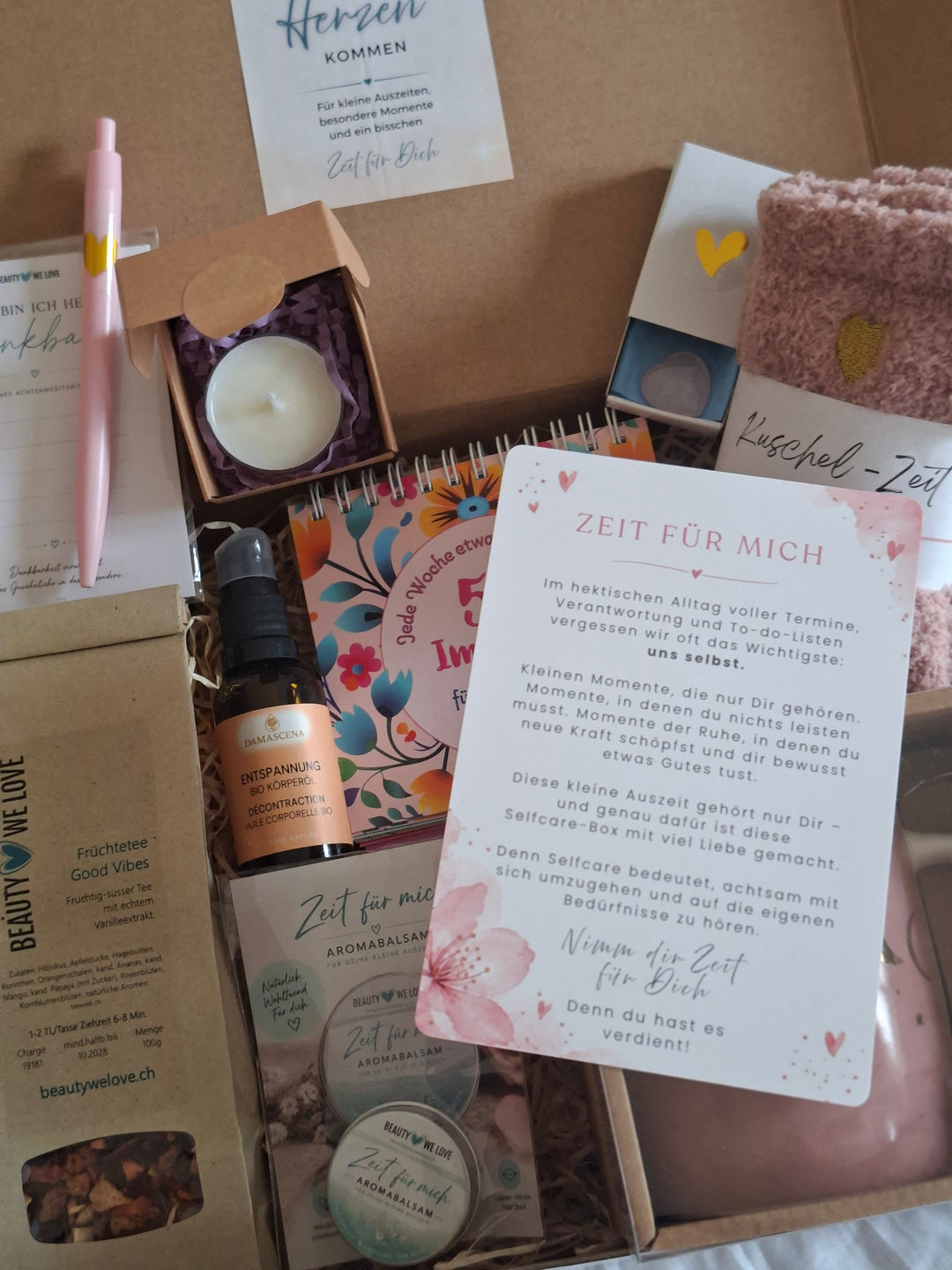 Geschenkbox "Zeit für mich" - Liebevolle Selfcarebox mit 50 Impulsen für Herz und Seele