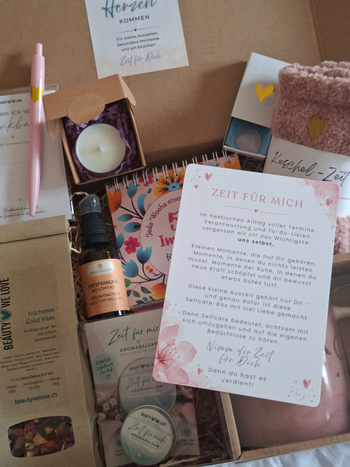 Geschenkbox "Zeit für mich" - Liebevolle Selfcarebox mit 50 Impulsen für Herz und Seele