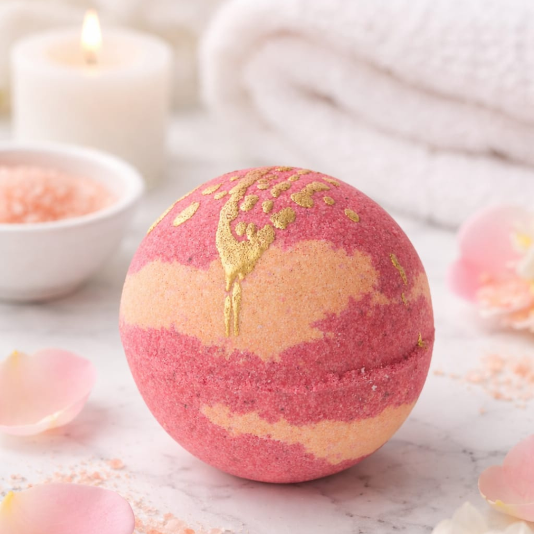 Badekugel Drachenblut – intensiver, mystisch-fruchtig-würziger Duft mit Bio-Kokosöl, naturbelassen und handgefertigt. Ideal für Selfcare, Entspannung und magische Bade-Momente.