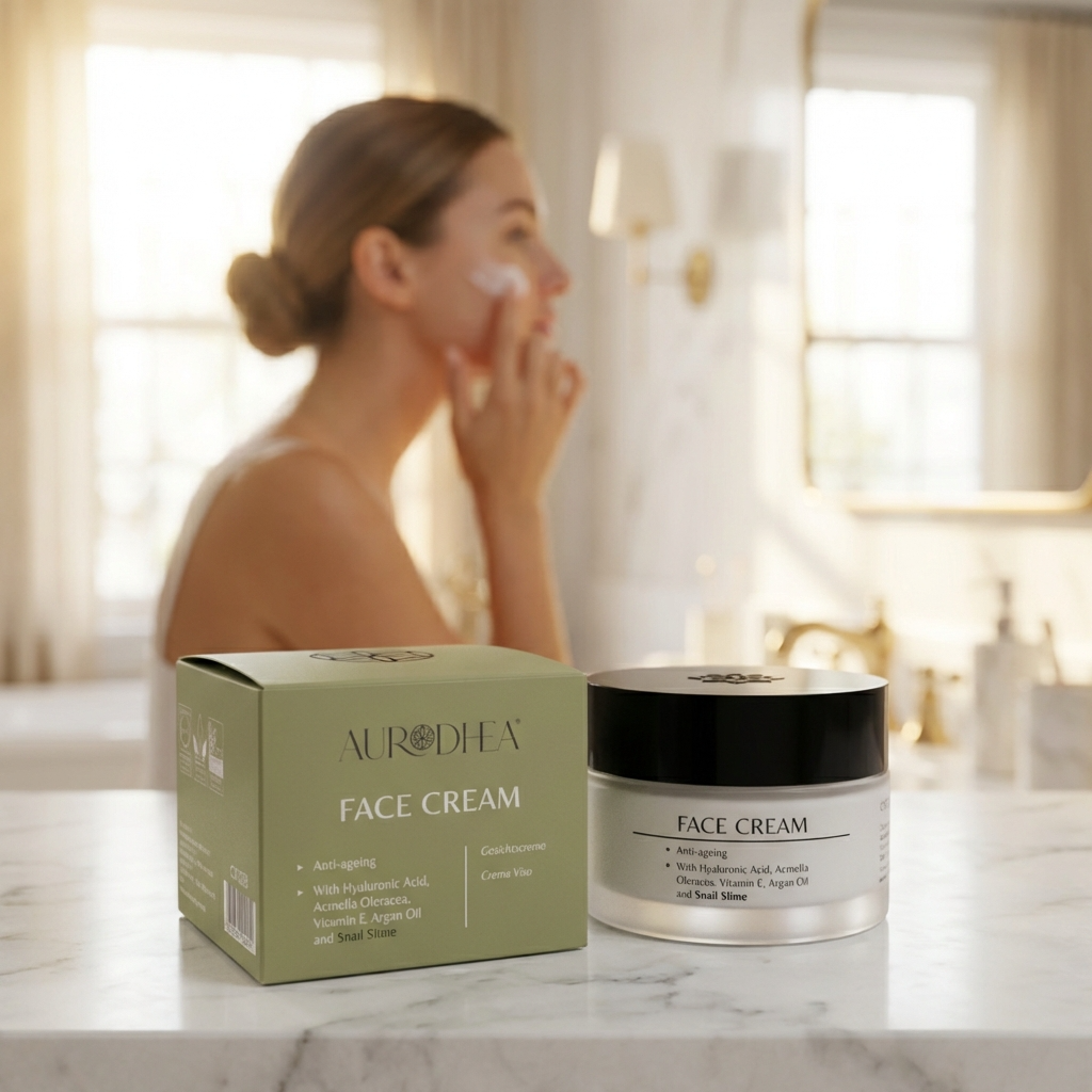 Die Aurodhea Anti-Aging Gesichtscreme mit Schneckenschleim (50 ml) ist ein intensives Schönheitselixier für Gesicht und Hals. Ihre hochwirksame Formel kombiniert wertvollen Schneckenschleim mit Hyaluronsäure, pflanzlichen Ölen und antioxidativen Extrakten, um die Haut sichtbar zu regenerieren, zu glätten und zu verjüngen.