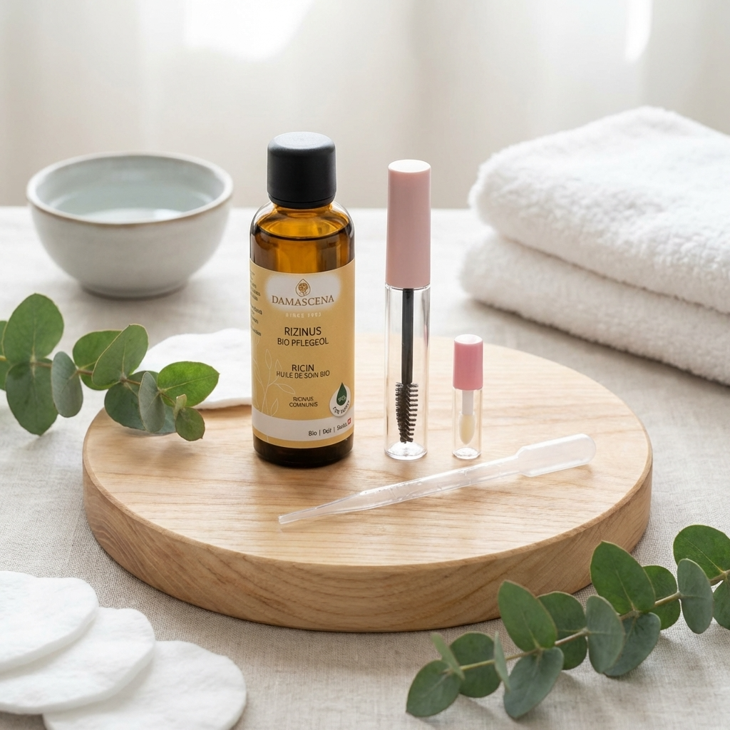 Bio-Rizinusöl DIY-Set - für schöne Wimpern, Brauen & Lippen