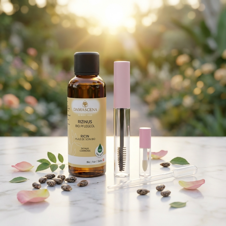 Bio-Rizinusöl DIY-Set - für schöne Wimpern, Brauen & Lippen