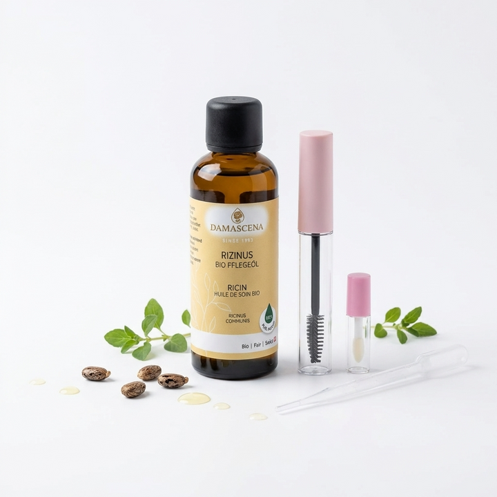 Bio-Rizinusöl DIY-Set - für schöne Wimpern, Brauen & Lippen