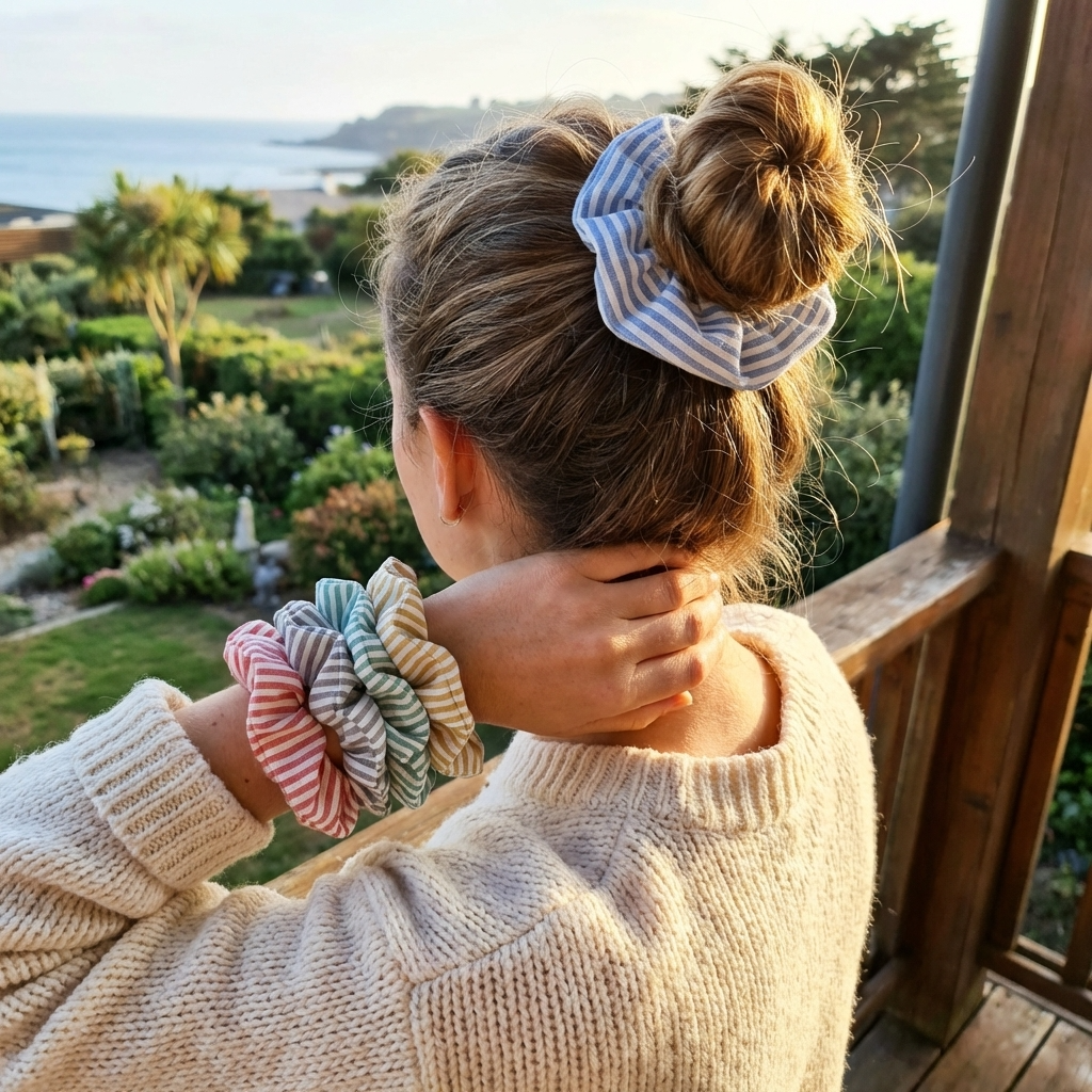 Scrunchie „Linen Stripes“ – Swiss Made