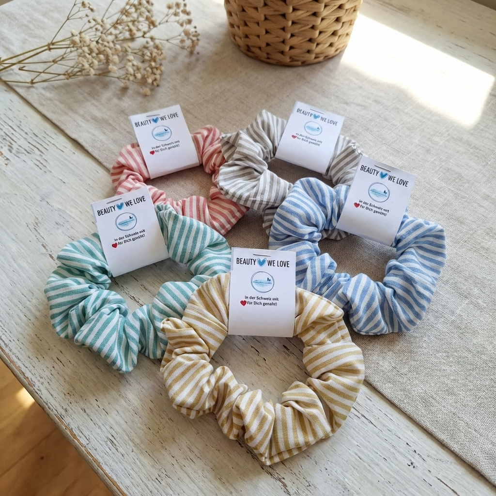 Scrunchie „Linen Stripes“ – Swiss Made