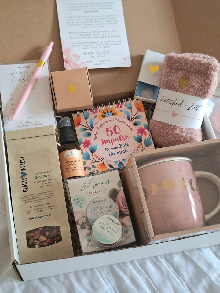 Geschenkbox "Zeit für mich" - Liebevolle Selfcarebox mit 50 Impulsen für Herz und Seele