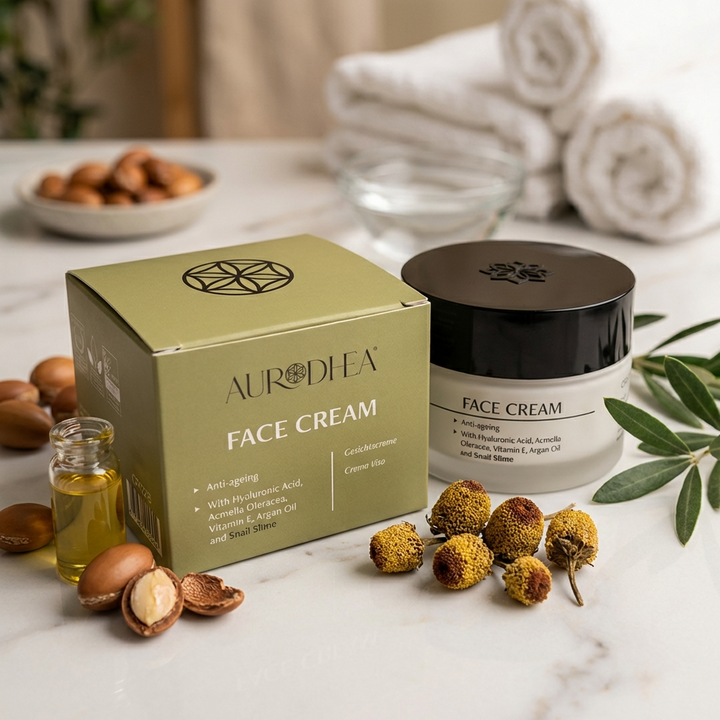 Die Aurodhea Anti-Aging Gesichtscreme mit Schneckenschleim (50 ml) ist ein intensives Schönheitselixier für Gesicht und Hals. Ihre hochwirksame Formel kombiniert wertvollen Schneckenschleim mit Hyaluronsäure, pflanzlichen Ölen und antioxidativen Extrakten, um die Haut sichtbar zu regenerieren, zu glätten und zu verjüngen.