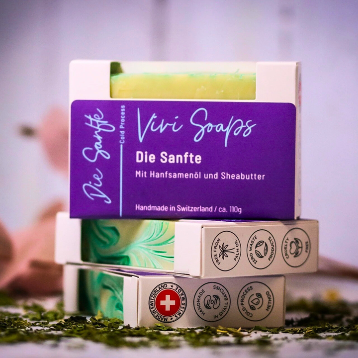 Hanfseife - handgemachte Vegane Naturseife mit Hanfsamen Öl - Grapefruit Duft
