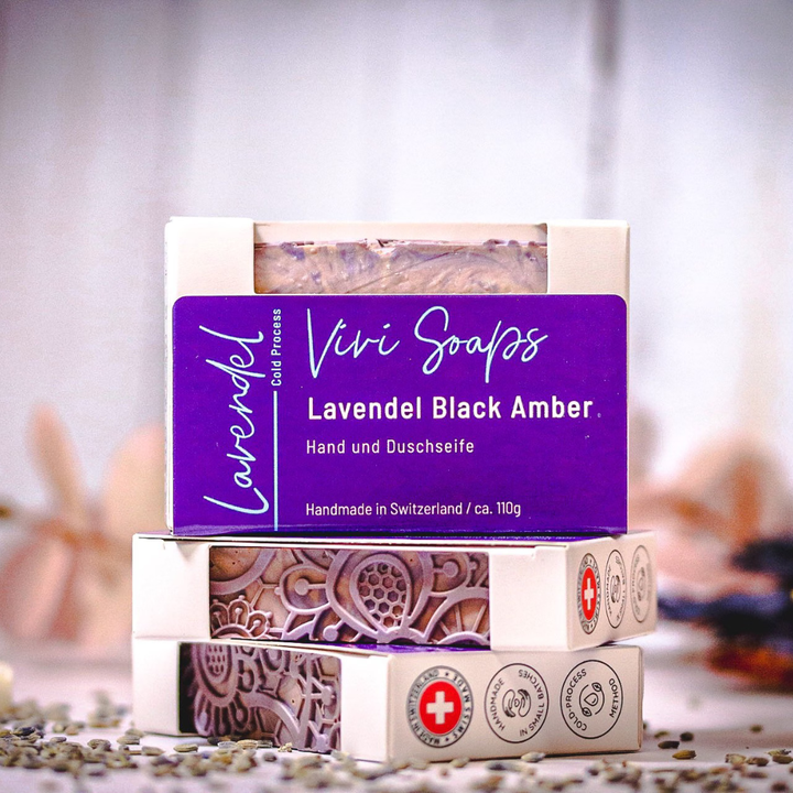 Lavendel Black Amber Seife - handgemachte vegane Naturseife