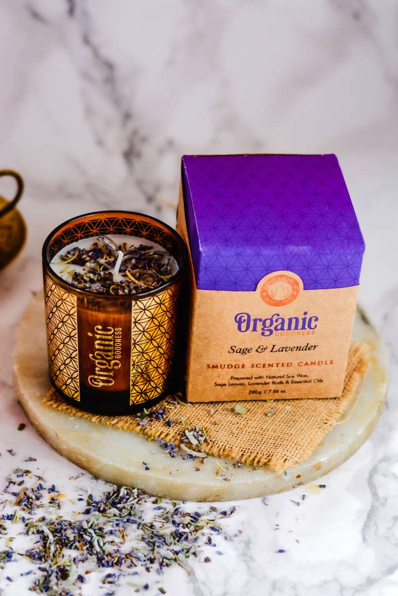 Organic Goodness Sojawachs-Duftkerze Salbei & Lavendel - 200g