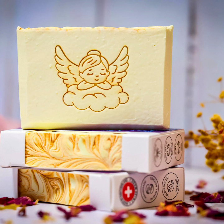 Schutzengel -handgemachte vegane Naturseife- mit Sonnenblumen-Sandelholz Duft