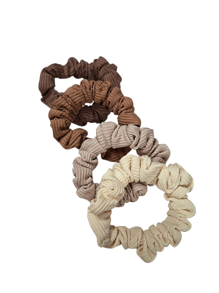 Scrunchies Small – weiche Haargummis in Naturtönen für mittleres- feines Haar
