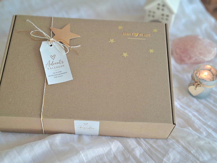 BeautyWeLove Selfcare Adventskalender mit 24 nachhaltig und von Hand verpackten Geschenkpäckchen - für alle die das Besondere suchen