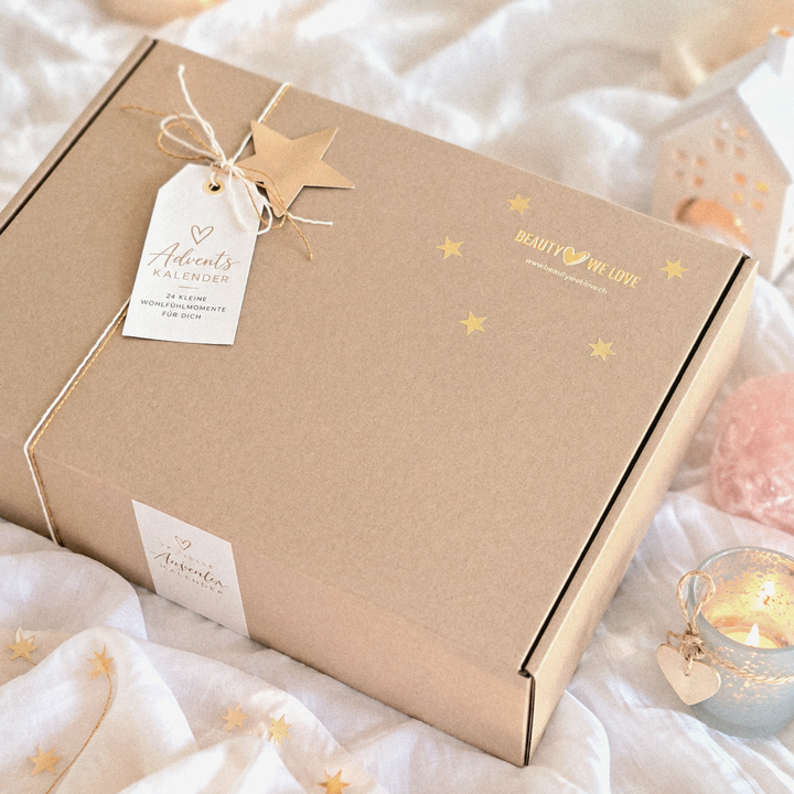 Liebevoll ausgewählte Produkte für Körper Geist und Seele aus dem BeautyWeLove Adventskalender