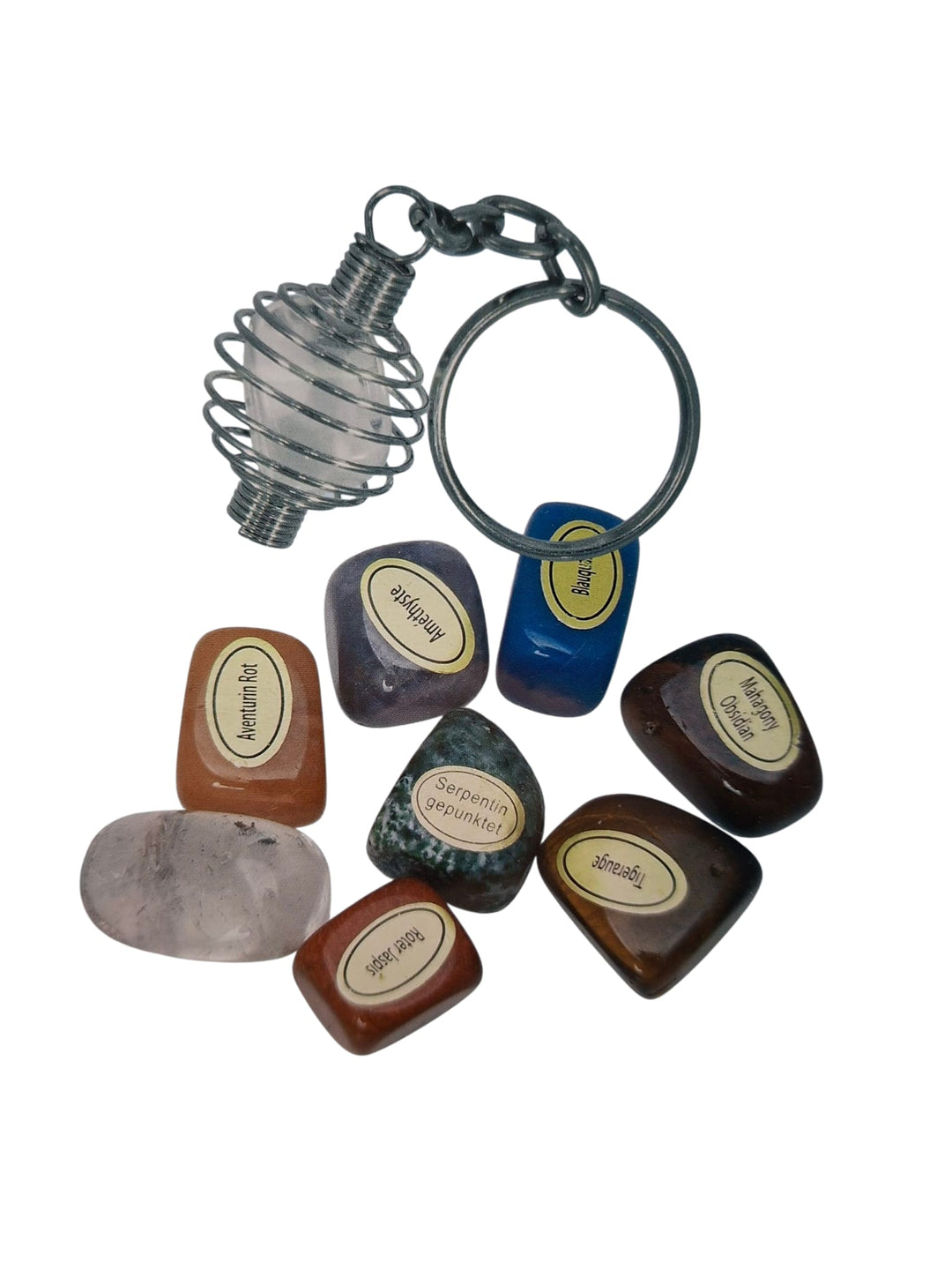 Edelstein-Adventskalender mit 24 echten Trommelsteinen & Spiralanhänger (nur noch 2 Stück)