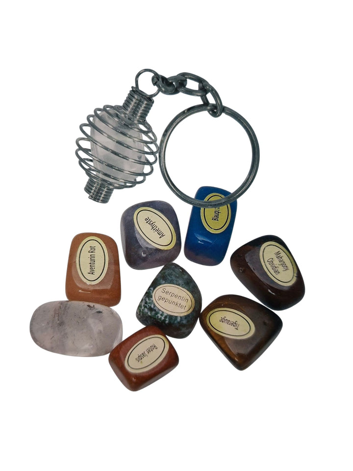 Edelstein-Adventskalender mit 24 echten Trommelsteinen & Spiralanhänger (nur noch 2 Stück)