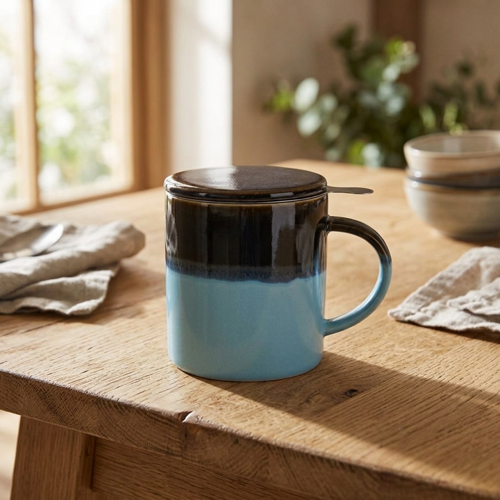 Large tea cup with tea strainer BLUE DREAM - 410 ml