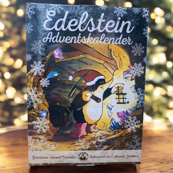 Edelstein-Adventskalender mit 24 echten Trommelsteinen & Spiralanhänger (nur noch 2 Stück)