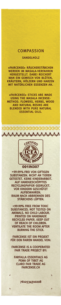 Sandelholz Räucherstäbchen / Compassion, Faircense  von Farfalla