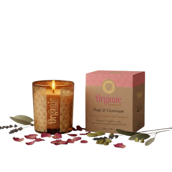 Organic Goodness Sojawachs-Duftkerze Rose & Geranie - 200g