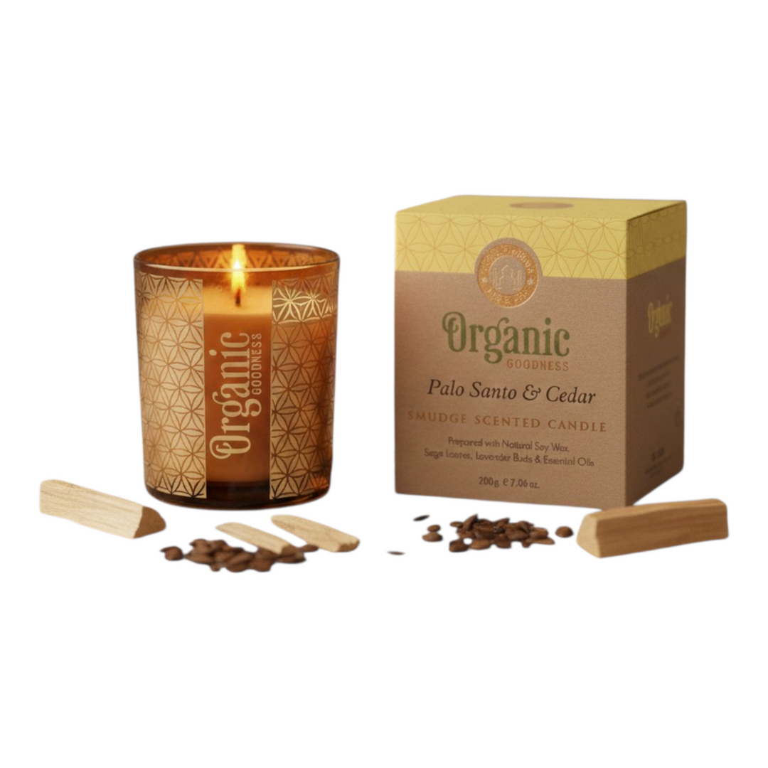 Organic Goodness Sojawachs-Duftkerze Palo Santo & Zeder - 200g