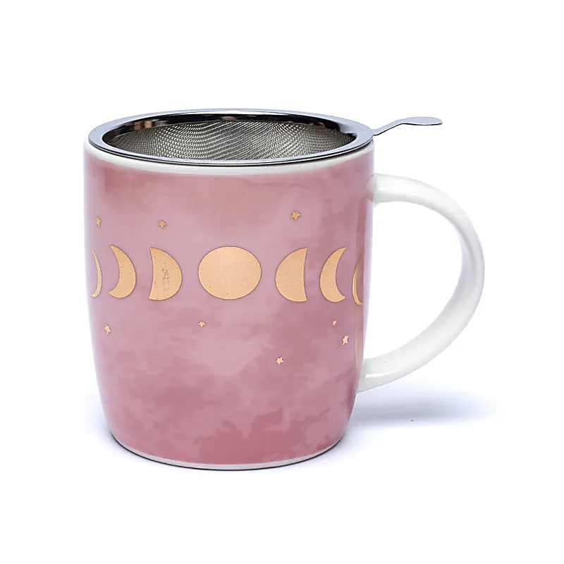 Teetasse mit Edelstahlsieb und Deckel Mondphasen - 400ml
